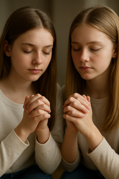 Two friends praying